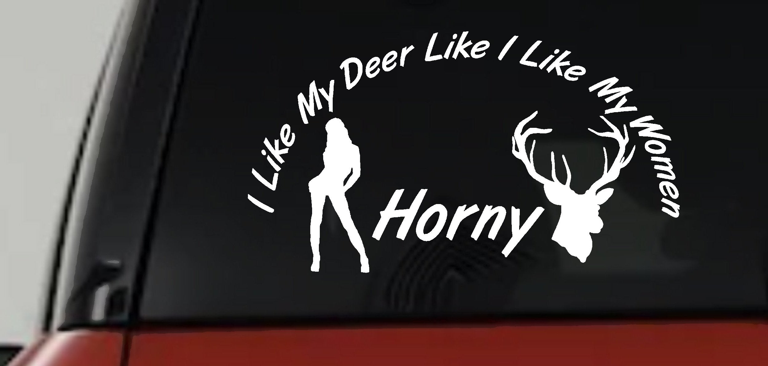 Funny Hunting Deer Horny Women Car Truck Vinyl Decal Sticker-0