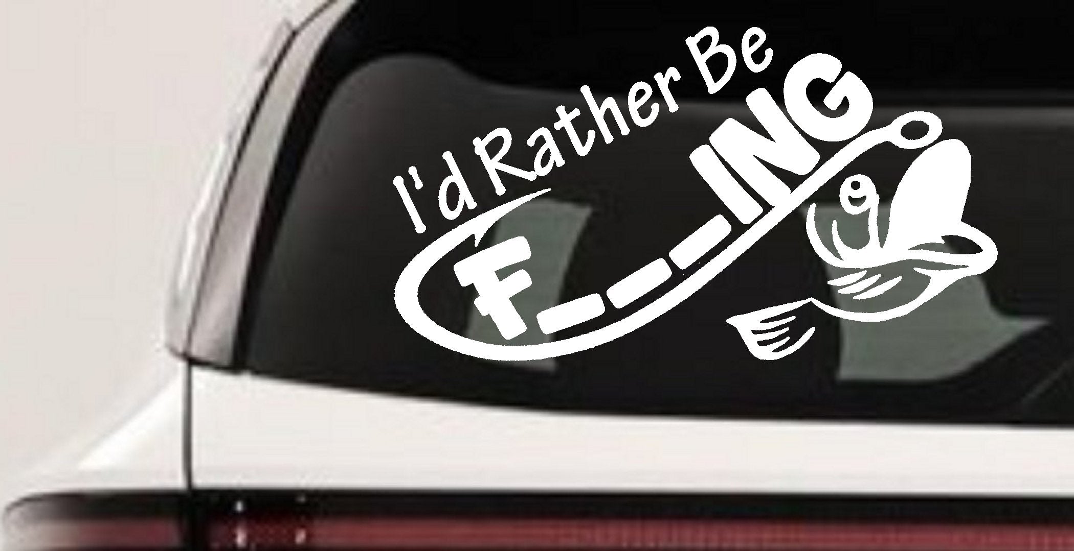 Funny Fishing Decal for Car or Truck Window - I'd Rather Be Fishing Sticker-0
