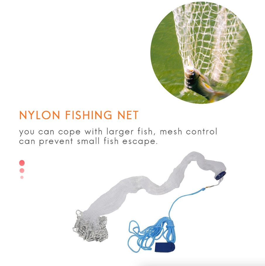Fishing Cast Net – Easy Throw Nylon Bait Net for Fresh & Salt Water