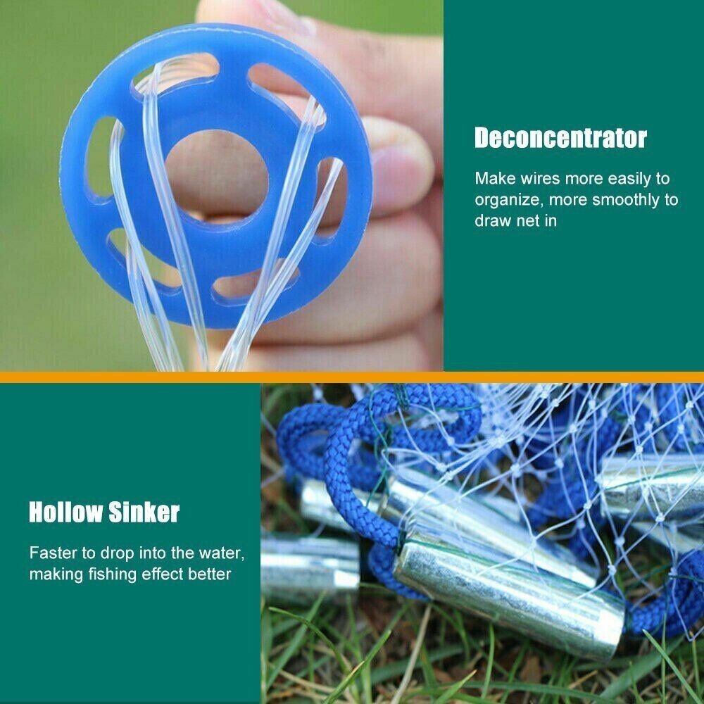 Fishing Cast Net – Easy Throw Nylon Bait Net for Fresh & Salt Water