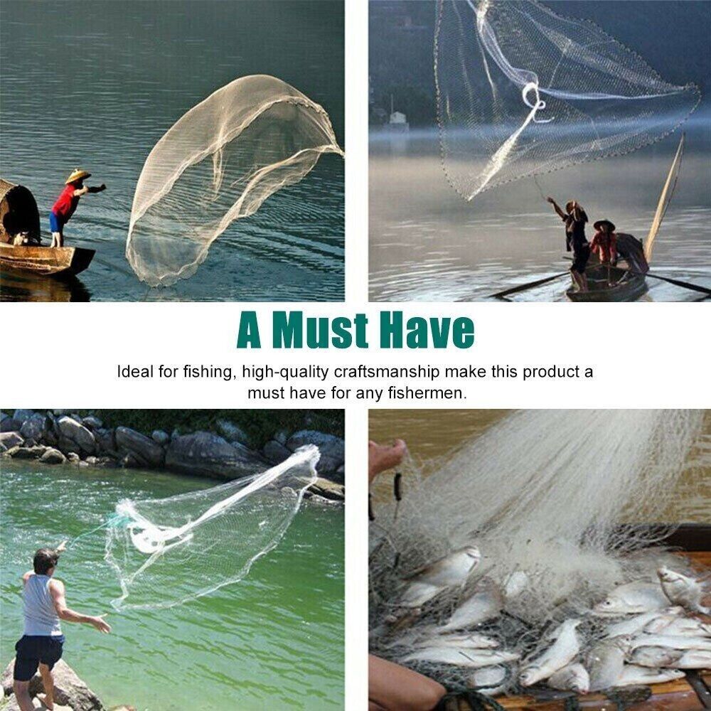 Fishing Cast Net – Easy Throw Nylon Bait Net for Fresh & Salt Water