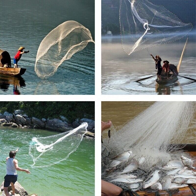Fishing Cast Net – Easy Throw Nylon Bait Net for Fresh & Salt Water